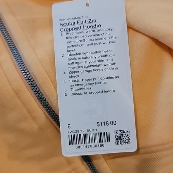 SOLD*** Scuba Full-Zip Cropped Hoodie - Summer Glow - 6 - Picture 7 of 12